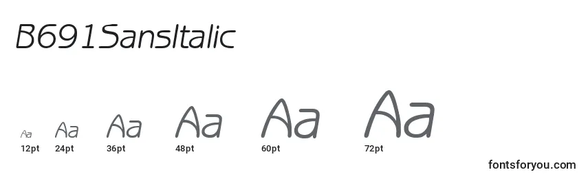 Размеры шрифта B691SansItalic