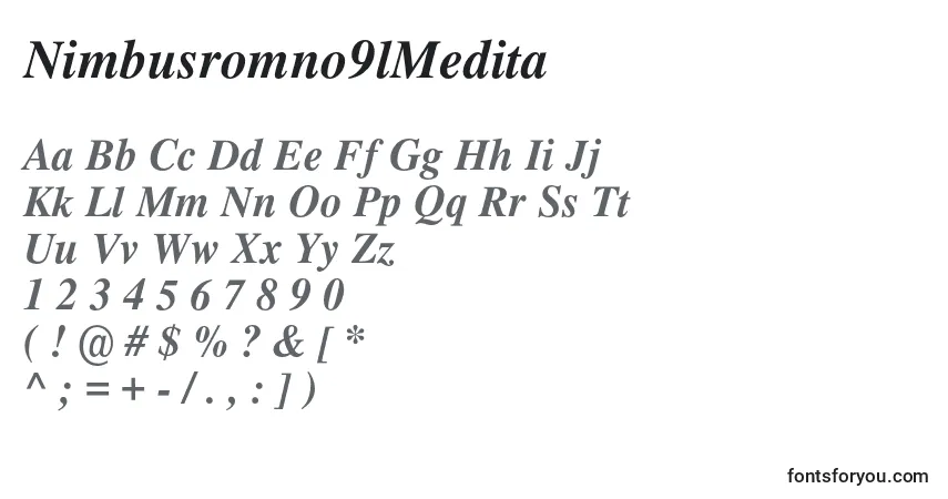A fonte Nimbusromno9lMedita – alfabeto, números, caracteres especiais