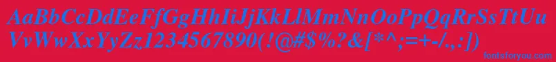 Nimbusromno9lMedita Font – Blue Fonts on Red Background