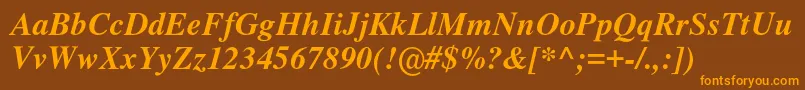 Nimbusromno9lMedita Font – Orange Fonts on Brown Background