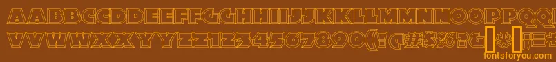 XylitolHollow-Schriftart – Orangefarbene Schriften auf braunem Hintergrund