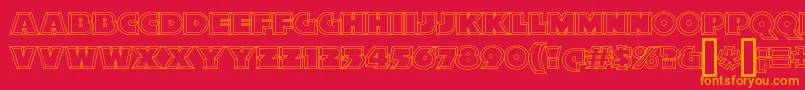 XylitolHollow-Schriftart – Orangefarbene Schriften auf rotem Hintergrund