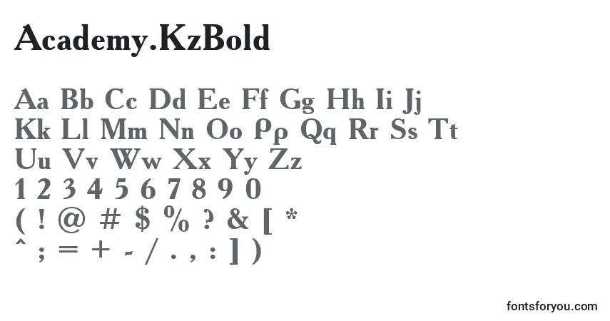 Шрифт Academy.KzBold – алфавит, цифры, специальные символы