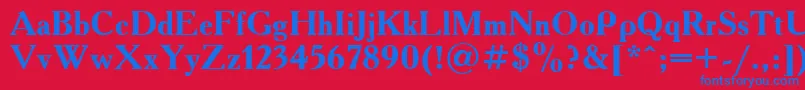 Academy.KzBold-Schriftart – Blaue Schriften auf rotem Hintergrund