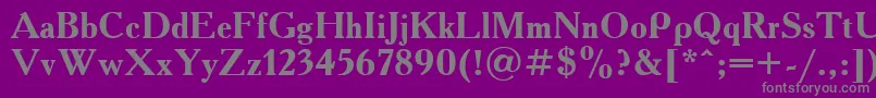 フォントAcademy.KzBold – 紫の背景に灰色の文字