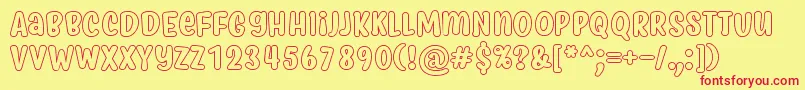 MyfridaHollow Font – Red Fonts on Yellow Background