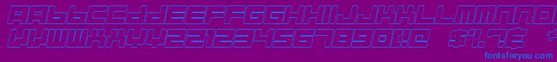 フォントAlmanaqueOutlineItalic – 紫色の背景に青い文字