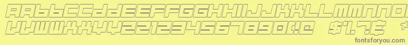 フォントAlmanaqueOutlineItalic – 黄色の背景に灰色の文字