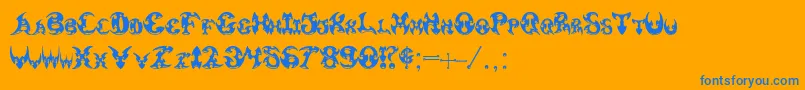 Pauls3DTribal-Schriftart – Blaue Schriften auf orangefarbenem Hintergrund