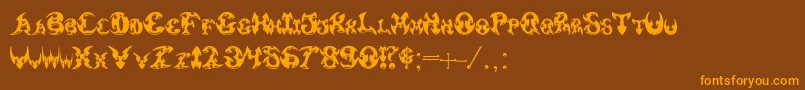 Pauls3DTribal-Schriftart – Orangefarbene Schriften auf braunem Hintergrund