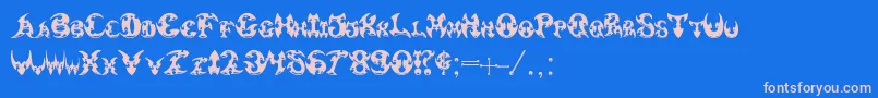 Pauls3DTribal-Schriftart – Rosa Schriften auf blauem Hintergrund