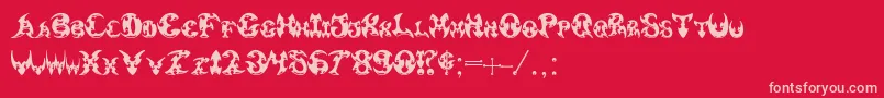 Pauls3DTribal Font – Pink Fonts on Red Background