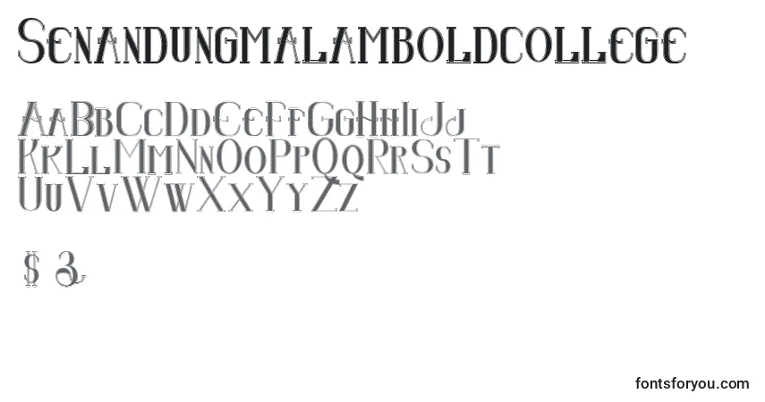 Шрифт Senandungmalamboldcollege – алфавит, цифры, специальные символы