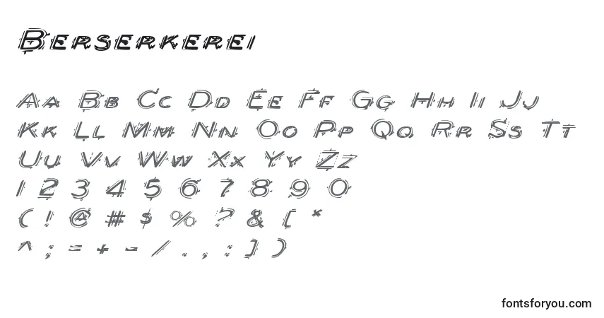 Czcionka Berserkerei – alfabet, cyfry, specjalne znaki