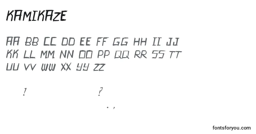 Schriftart Kamikaze – Alphabet, Zahlen, spezielle Symbole