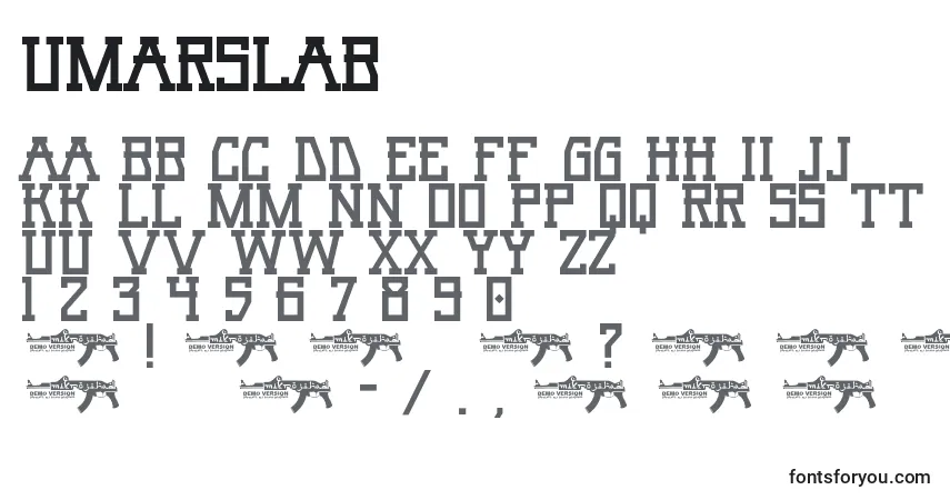 Schriftart UmarSlab (75717) – Alphabet, Zahlen, spezielle Symbole