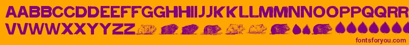 Cacavia01 Font – Purple Fonts on Orange Background