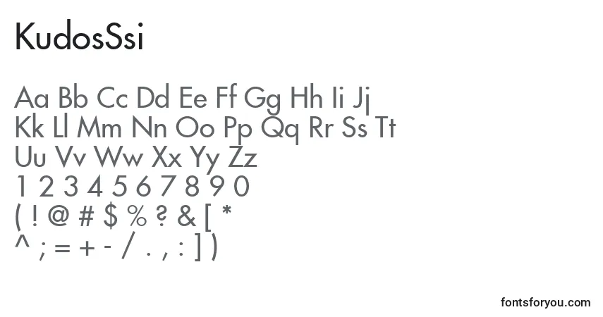 Schriftart KudosSsi – Alphabet, Zahlen, spezielle Symbole