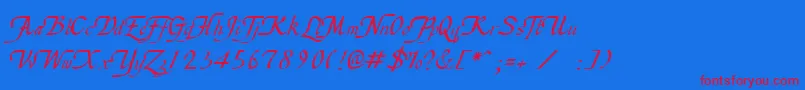 ChancellerieModerneDemo Font – Red Fonts on Blue Background