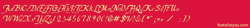 ChancellerieModerneDemo Font – Yellow Fonts on Red Background