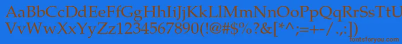 フォントTexgyrepagellaRegular – 茶色の文字が青い背景にあります。