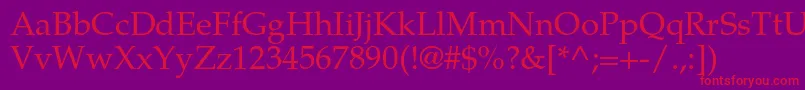 TexgyrepagellaRegular Font – Red Fonts on Purple Background