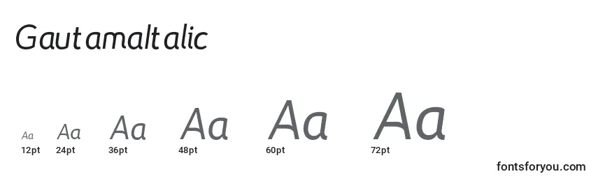 GautamaItalic Font Sizes