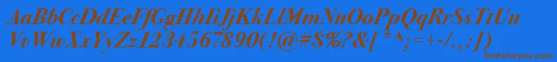BodoniSvtytwoItcTtBoldita Font – Brown Fonts on Blue Background