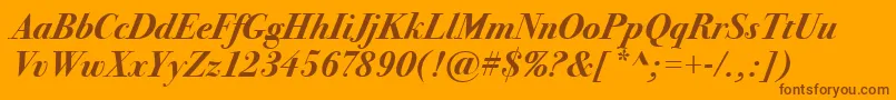 BodoniSvtytwoItcTtBoldita-Schriftart – Braune Schriften auf orangefarbenem Hintergrund