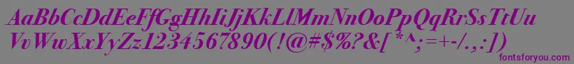 BodoniSvtytwoItcTtBoldita Font – Purple Fonts on Gray Background