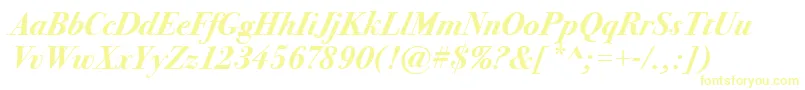 BodoniSvtytwoItcTtBoldita Font – Yellow Fonts on White Background