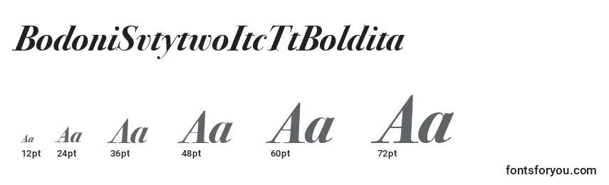 BodoniSvtytwoItcTtBoldita Font Sizes