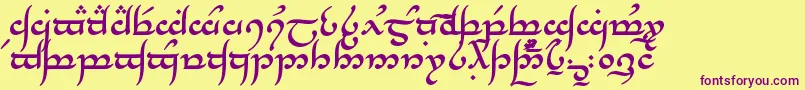 TengwarAnnatarBold Font – Purple Fonts on Yellow Background