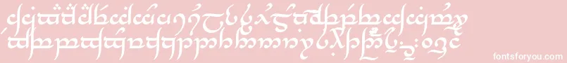 TengwarAnnatarBold-Schriftart – Weiße Schriften auf rosa Hintergrund