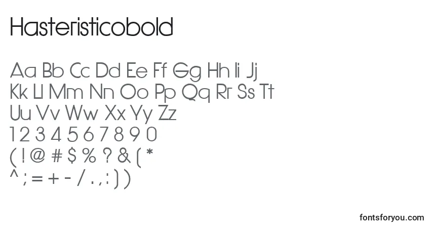 A fonte Hasteristicobold – alfabeto, números, caracteres especiais