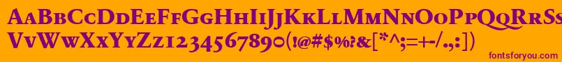SabonnextLtExtraboldSmallCaps-Schriftart – Violette Schriften auf orangefarbenem Hintergrund