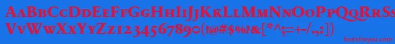 フォントSabonnextLtExtraboldSmallCaps – 赤い文字の青い背景