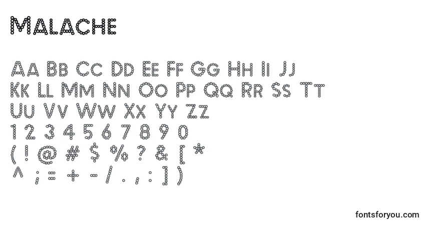 Schriftart Malache – Alphabet, Zahlen, spezielle Symbole