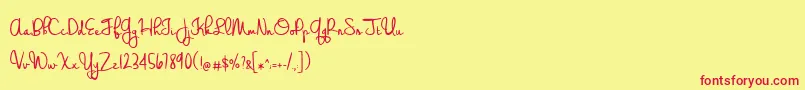 BmdWeddingChardonnay Font – Red Fonts on Yellow Background