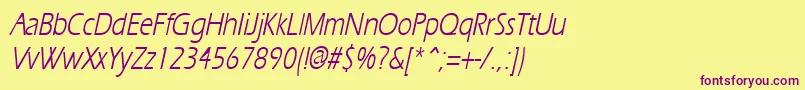 ErgoecondensedItalic Font – Purple Fonts on Yellow Background