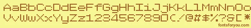 Fonte Dotimatrix7 – fontes marrons em um fundo amarelo