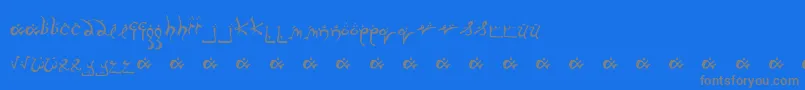 RunningSmobble-fontti – harmaat kirjasimet sinisellä taustalla