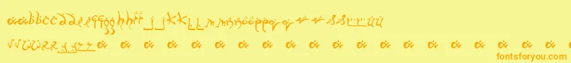 フォントRunningSmobble – オレンジの文字が黄色の背景にあります。