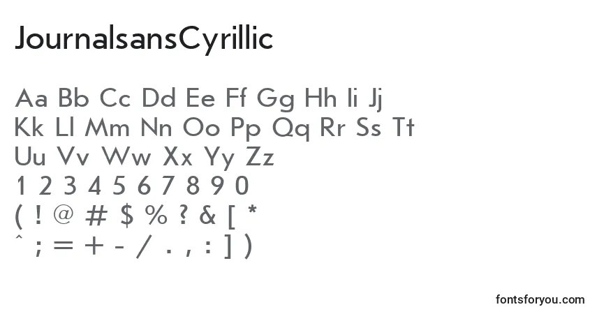 A fonte JournalsansCyrillic – alfabeto, números, caracteres especiais