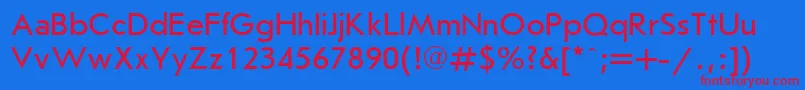 JournalsansCyrillic-Schriftart – Rote Schriften auf blauem Hintergrund