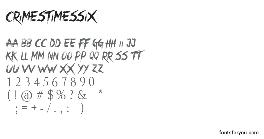 Fuente CrimesTimesSix - alfabeto, números, caracteres especiales