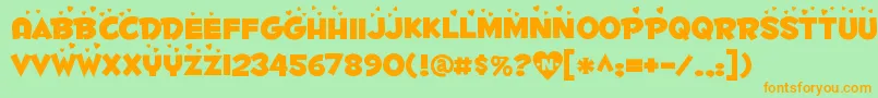 Fontl-Schriftart – Orangefarbene Schriften auf grünem Hintergrund