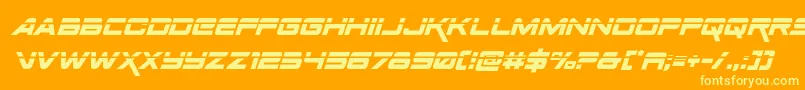 フォントSpacerangerlaserital – オレンジの背景に黄色の文字