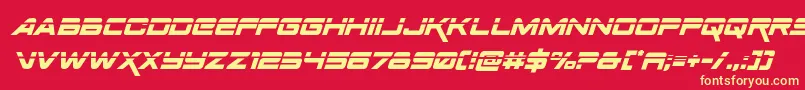 Spacerangerlaserital Font – Yellow Fonts on Red Background