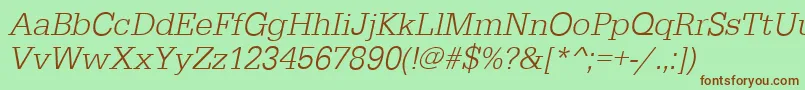 EgyptiennestdLightItalic Font – Brown Fonts on Green Background